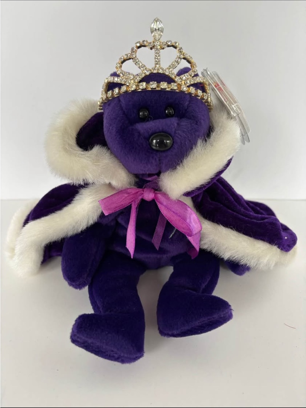 Vintage Princess Diana Bear (1997) with Custom Royal Tiara & Cape Ty Beanie Baby